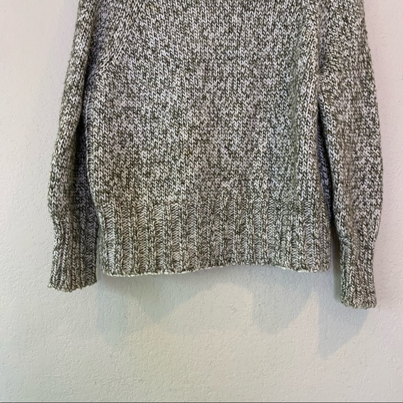 Zara Green White Long Sleeve Knit V Neck Sweater Small - Picture 7 of 10